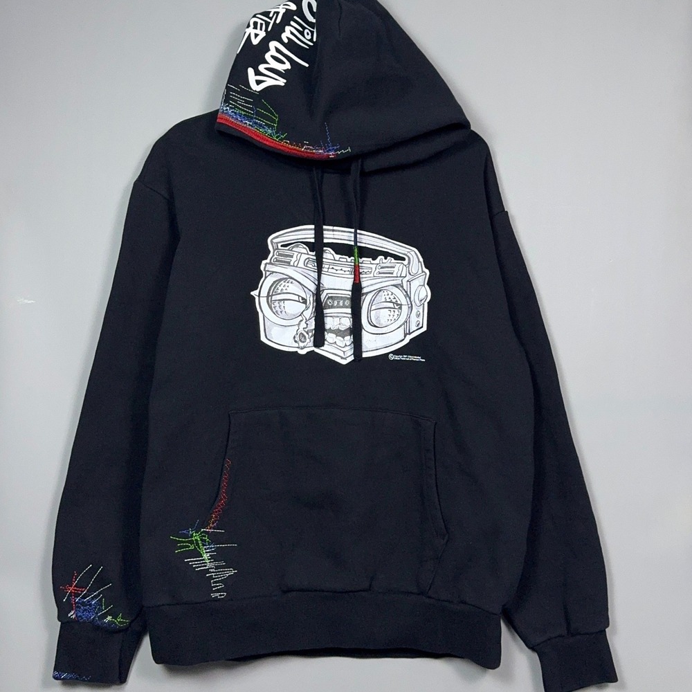 Rare Ecko Unltd X Dear1993.art Hoodie Mens Medium Black Embroidered Y2K Hip Hop